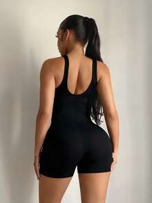SHEIN SXY 女款夏季休閒純色無袖連身褲 - 彩色 - 查看 7