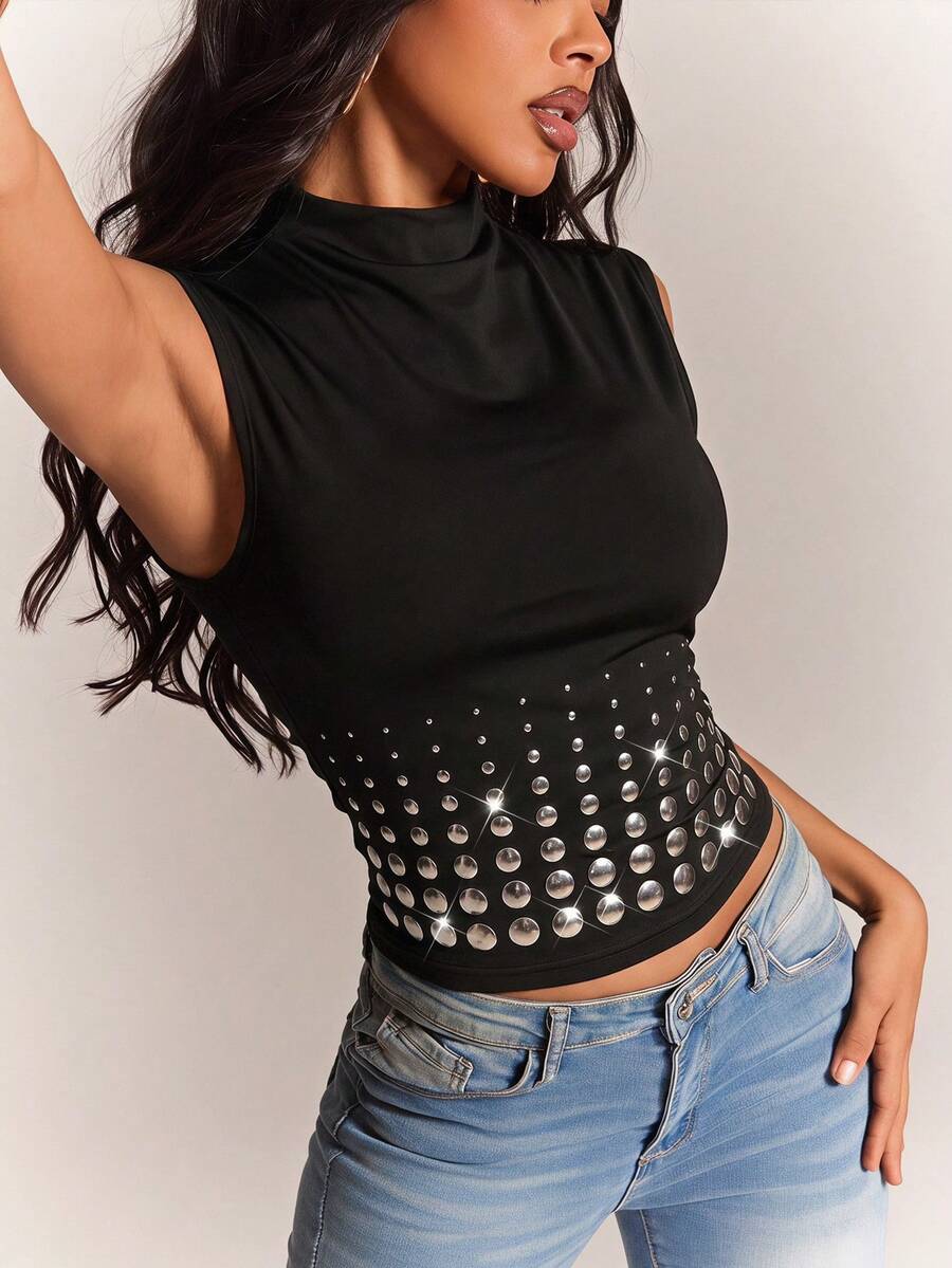 Radiana Women's Spring/Summer Sexy Casual Street Style Multi-Layer Chiffon Ruffle Sheer Long Top, Halloween, Club Night Out Black And Silver