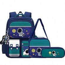 1SET 3PCS Astronaut Backpack Set - Large Capacity Multi Compartment Crossbody Bag With Matching Pencil Case Hanging Charm For School Travel - Sets - View 3