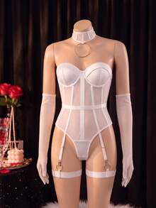 SHEIN 5件裝黑色優雅性感女款連身內衣 - 白色 - 查看 6