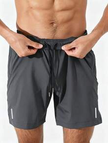 Coreblaze Men's Casual Sports Shorts With Zipper Pockets, Gym - Dark Grey - View 5