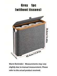 1pc Large Capacity Foldable Covered Toilet Paper Holder - Space-Saving Bathroom Storage Box, Durable Composite Frame With Gray Fabric Surface, Modern Home Organization, Toilet Paper Storage Container. - Multicolor - View 10