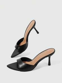 Sleekvia Sandalias de tacón alto para mujer con tacón de aguja puntiagudo, simples, cómodas y elegantes, zapatos para ir al trabajo - Negro - Ver 8