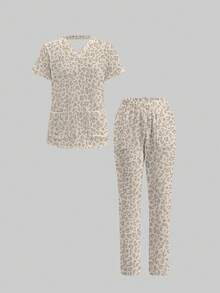 TaskEZ Conjunto de Uniforme Médico, Patrón de Estampado de Leopardo Lindo, Adecuado para el Trabajo, Desplazamiento, Hospital de Mascotas - Multicolor - Ver 1