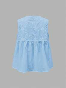 EMERY ROSE Plus Size Women's Notch V-Neck Casual Loose Tank Top - Baby Blue - View 2