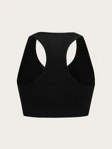 SHEIN Velisys 純色前拉鍊運動背心式運動內衣 - 彩色 - 查看 3