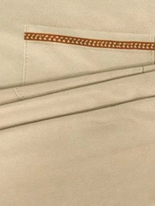 Manfinity Dauomo 夏季男士標準尺寸 Polo 衫，卡其色線性印花圖案設計，極簡通勤商務上衣，休閒百搭日常穿著，辦公室穿搭，舒適面料 - 彩色 - 查看 5