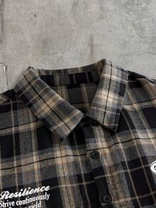 AXEPEAK Men's Patchwork Plaid 2 In 1 Single-Breasted Casual Shirt - Multicolor - View 5