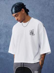 PAVTROS Camiseta casual versátil de uso diario con estampado de letras para hombre - Blanco - Ver 2