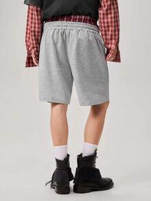 Men's Summer Casual Loose Shorts, Standard Size, Gray Color Block Waistband - Grey - View 3