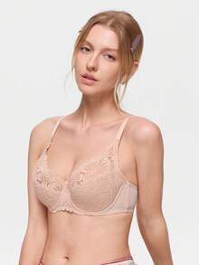 Bonmuse 2pcs Women's Sexy Lace Floral Bra, Supportive Breathable Lightweight U-Back Bra Set - Multicolor - View 9