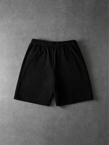 PAVTROS Celana Jogging Terusan Kasual Pria Gaya Jalanan, Celana Jogging Pendek, Pinggang Elastis dengan Tali Serut, Gaya Jalanan, Nyaman dan Hangat, Slogan Sederhana - Hitam - View 3