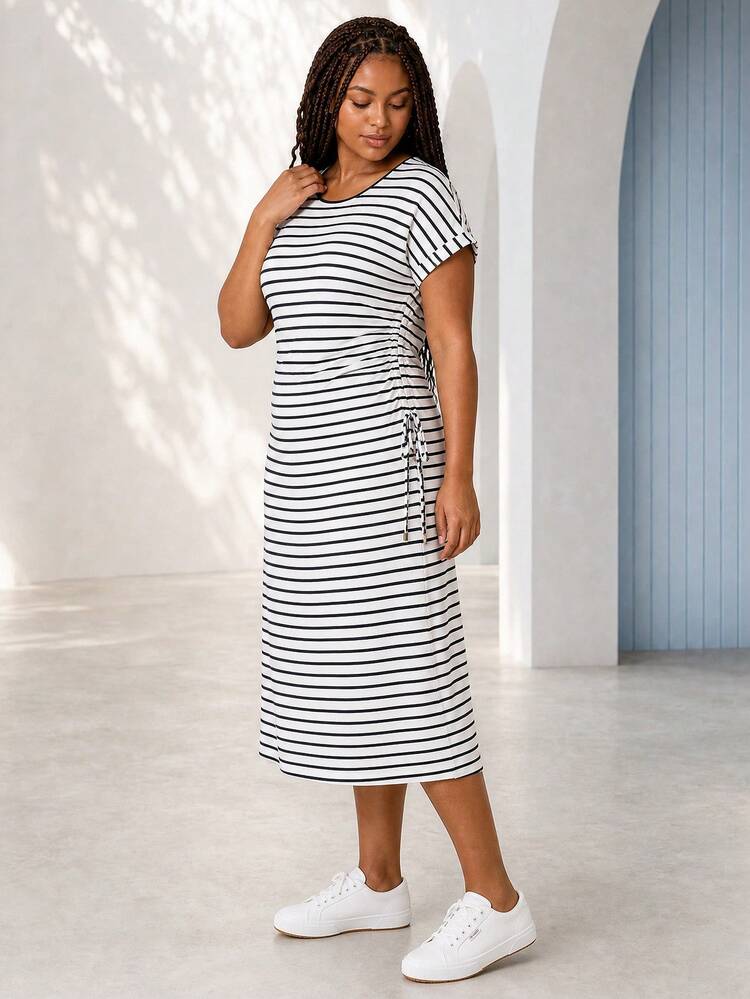 white and black dress plus size Timeless Maxi Sweater (Black/White) use the lowest iron setting No machine drying Mixed Maxi Dress W/Wrap (Black/Off