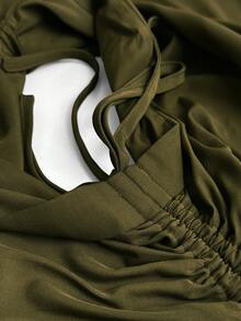 Mawevolt Plus Size Women's Zipper Top And Wide Leg Pants Casual Daily 2 Pieces Set - Army Green - View 7