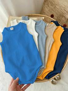 SHEIN Vintaside Kids 男嬰夏季多色無袖連身褲 - 彩色 - 查看 6