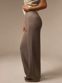 COSMINA Women's Solid Color High Waist Casual Minimalist Versatile Everyday Long Pants Lounge Vacation Beige Brown Autumn Brunch - Khaki - View 1