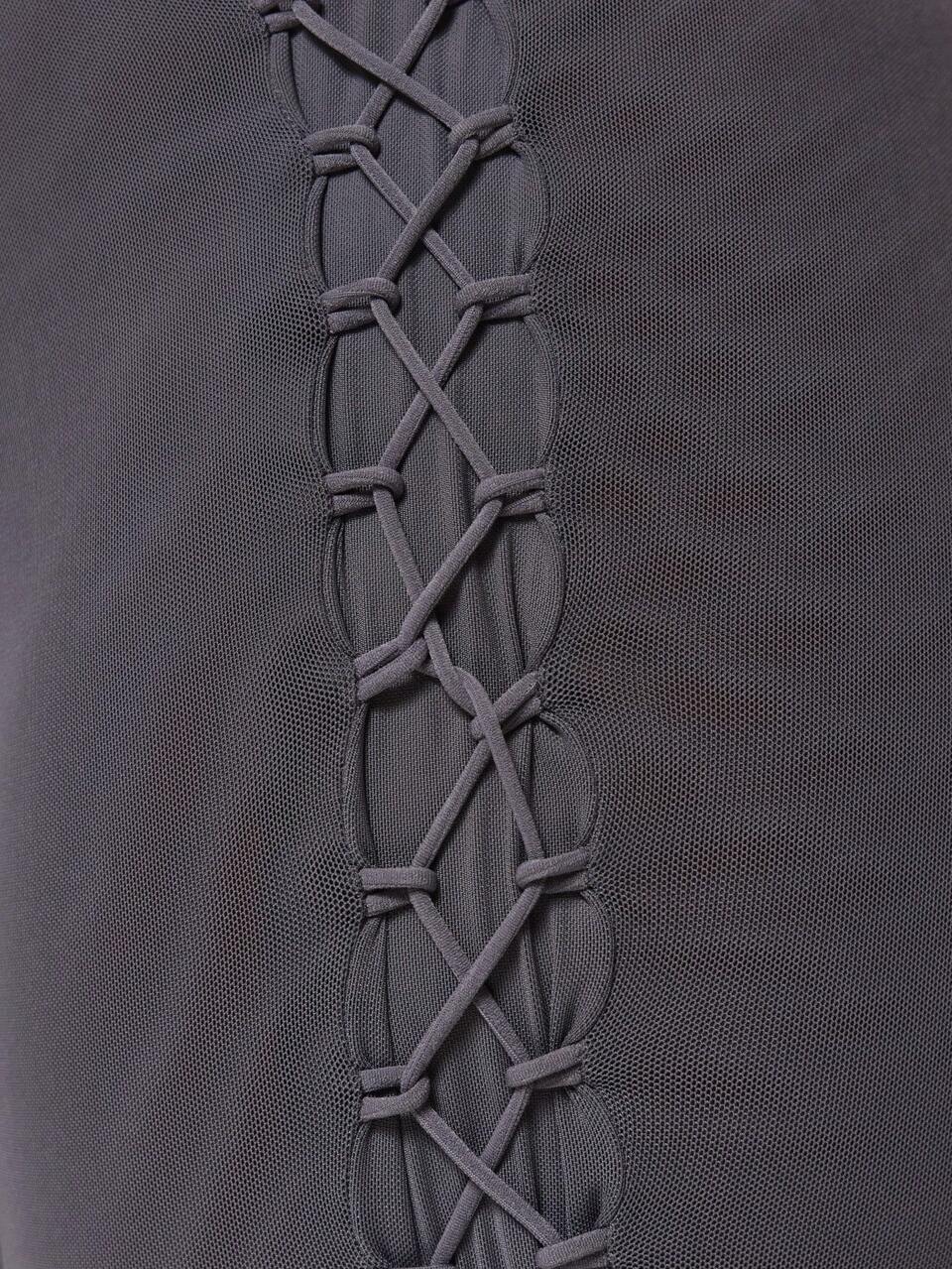 Pantalon Capri Gris Grande Taille avec Détails en Dentelle sur les Côtés, Tenue Décontractée Quotidienne Printemps Été pour Sortir