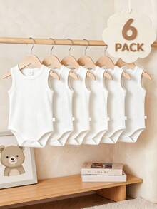 SHEIN Vintaside Kids 男嬰夏季多色無袖連身褲 - 白色 - 查看 3