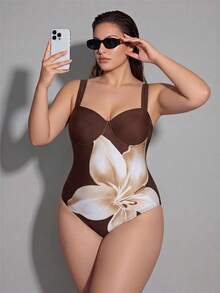Shapewave Traje de baño de una pieza con estampado floral talla grande - Multicolor - Ver 1