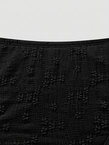 Sweetra 夏季甜美可愛浪漫蕾絲度假海灘海邊女款大尺碼背心比基尼泳衣 - 黑色 - 查看 3