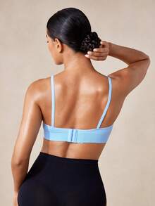 Veilyse Women's Wireless Bra And Detachable Breast Pad Solid Color Comfortable Bra - Baby Blue - View 2