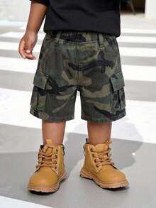 Bubblio Baby Boy Casual Street Camo Loose Denim Shorts, Summer - Multicolor - View 9