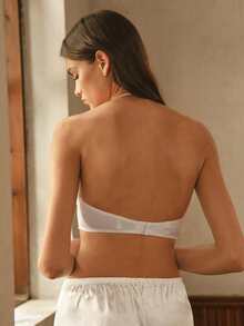 Bisouelle 1pc Women's White Underwire Lace Halter Front Closure Padded Bra - White - View 3