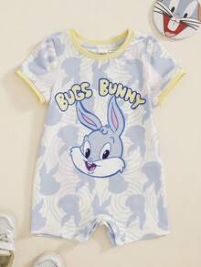 LOONEY TUNES X SHEIN 男嬰字母卡通印花休閒日常連身衣 - 彩色 - 查看 1