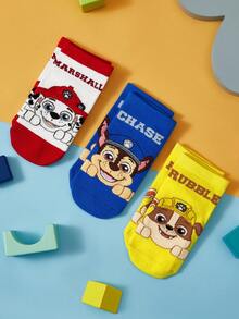 SHEIN | PAW Patrol 3雙純棉柔軟透氣吸濕兒童襪，鮮豔配色可愛卡通，四季適用，適合學校與戶外活動 - 混色 - 查看 6