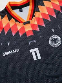 ROMWE MEN 2026 Men's Germany National Team World Cup Support Short Sleeve T-Shirt, Suitable For Spring And Summer - Black - View 4