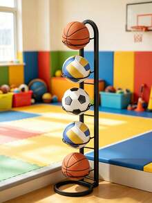 Equipo deportivo y de exterior | Equipo de deportes de equipo (rugby, baloncesto, fútbol, voleibol) - Estante de almacenamiento de rugby, adecuado para dormitorio, garaje y uso doméstico interior - Negro - Ver 6