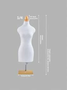 1 Mini Mannequin Sewing Teaching Prop With Square Base For Clothing Display - Beige - View 10