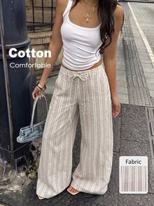 Coolane 女款條紋低腰寬腿長褲 - 彩色 - 查看 3