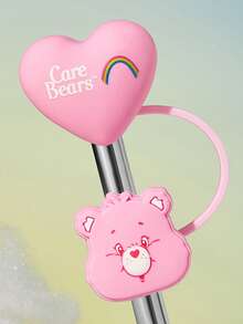 SHEIN X Care Bears 可愛心形吸管套 防塵可重複使用吸管尖端蓋 不含吸管 送禮創意 派對 節日 情人節 飲用水用 - 粉 - 查看 5