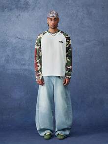PAVTROS Men's Loose Fit Wide Leg Casual Denim Jeans With Pockets - Light Wash - View 4