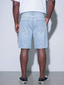 Modcrash Plus Size Men's Loose Pocket Relaxed Fit Wide Leg Denim Shorts Going Out Hang Out Vacation Street College - Light Wash - View 3