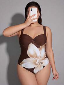 Shapewave Traje de baño de una pieza con estampado floral talla grande - Multicolor - Ver 5
