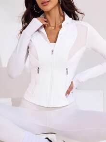 Easithlete Easithlete Women's Solid Color Zipper Casual Versatile Daily Travel Sports Jacket - White - View 1