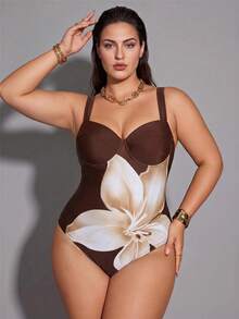 Shapewave Traje de baño de una pieza con estampado floral talla grande - Multicolor - Ver 3