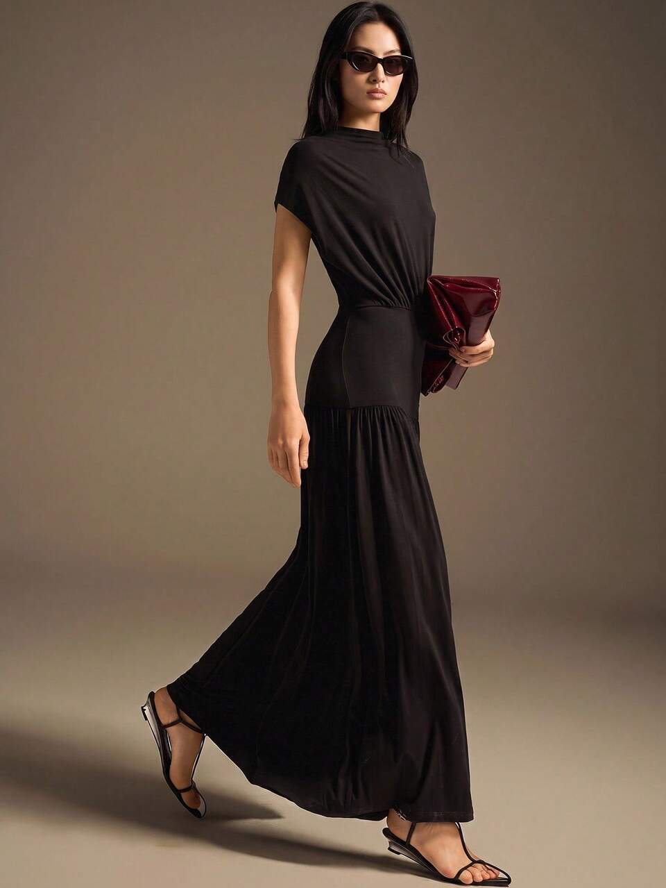 Women's Long Dress For Beach, Holiday, Country Style, Country Concert, 2026SS Spring/Summer, Party, Vacation, Back To School, Teacher Outfit, Going Out, Night Out, Church, Business Casual, Casual Fashion, Versatile, Minimalist, Solid Color, Cinched Waist