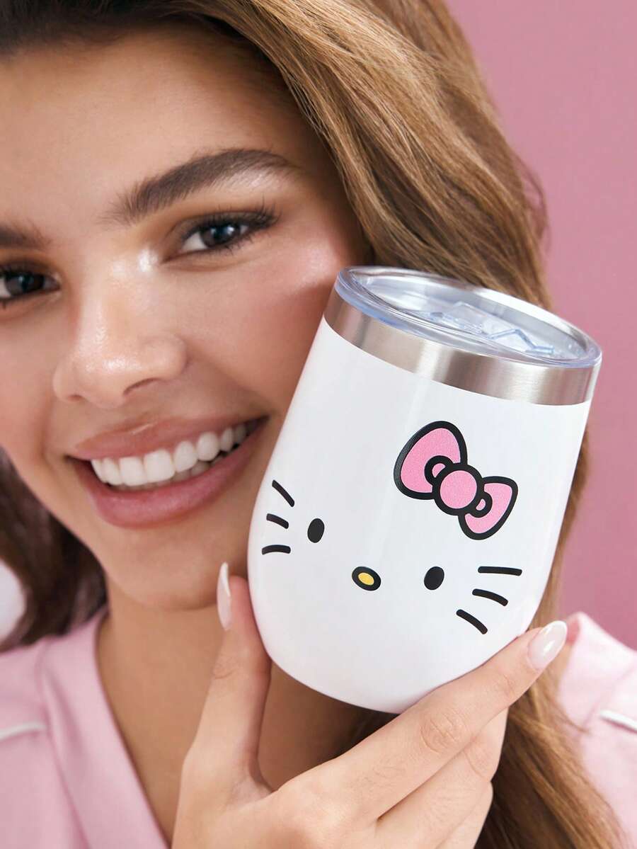 HELLO KITTY AND FRIENDS | SHEIN 360ml/12oz 不鏽鋼保溫杯,防漏杯蓋,適用熱飲/冷飲,適合大多數杯架,送禮首選 - 白色 - 查看 1
