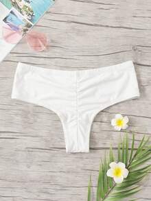 Swim Basics 女士性感提臀白色比基尼泳裤，适合夏季海滩度假 - 白色 - 查看 5