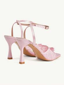 CUCCOO CHICEST Women Shoes Classic Fashion Women's High Heels Sandals Slim Heel Square Mesh Bow Design Workplace Commuting Sexy Wear Women's Shoes - Pink - View 5