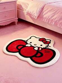 HELLO KITTY AND FRIENDS | SHEIN 1件裝 LOGO裝飾地毯 - 紅白色 - 查看 4