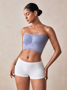 Veilyse 2 buah Bra Bandeau Musim Panas Wanita, Warna Polos Tanpa Bantalan, Cocok untuk Pemakaian Kasual Sehari-hari - MultiWarna - View 7