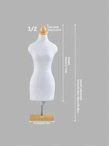 1 Mini Mannequin Sewing Teaching Prop With Square Base For Clothing Display - Beige - View 9
