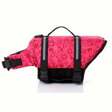 1pc Dog Life Jacket, Adjustable Chest & Neck, Tear-Resistant Pet Life Vest, Suitable For Medium & Small …Dogs, Boating, Swimming, High Buoyancy, Includes Easy-Carry Handle And D-Rin - Multicolor - View 5