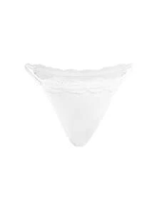 Ocili 5 pièces/paquet Culottes triangle pour femmes en coton 100% pur, confortables, minimalistes, avec bordure en dentelle réversible, élastiques, multicolores, chic, automne - Blanc - Voir 6