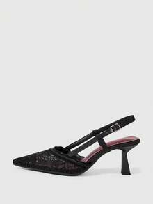 Sleekvia Damen Schuhe Mode Klassisch Einfach Schnalle Pendler Büro Kleidung Stiletto Absatz High Heel Schuhe - Schwarz - Übersicht 2