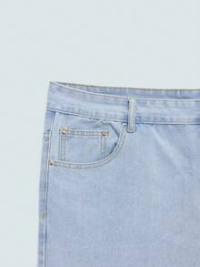 Modcrash Plus Size Men's Loose Pocket Relaxed Fit Wide Leg Denim Shorts Going Out Hang Out Vacation Street College - Light Wash - View 9